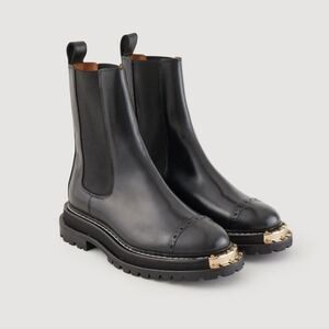 Leather Chelsea Moto Boots by Sandro Paris